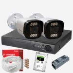 Renkli Gece Görüşlü 5MP Full HD 2 Kameralı Güvenlik Kamera Seti